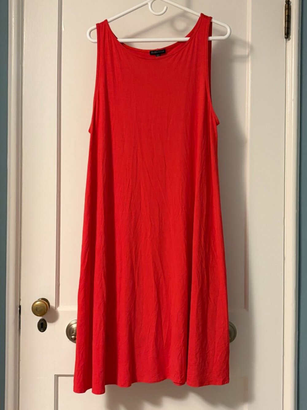 Eileen Fisher red tank dress size XL minimalist lagenlook summer resort casual